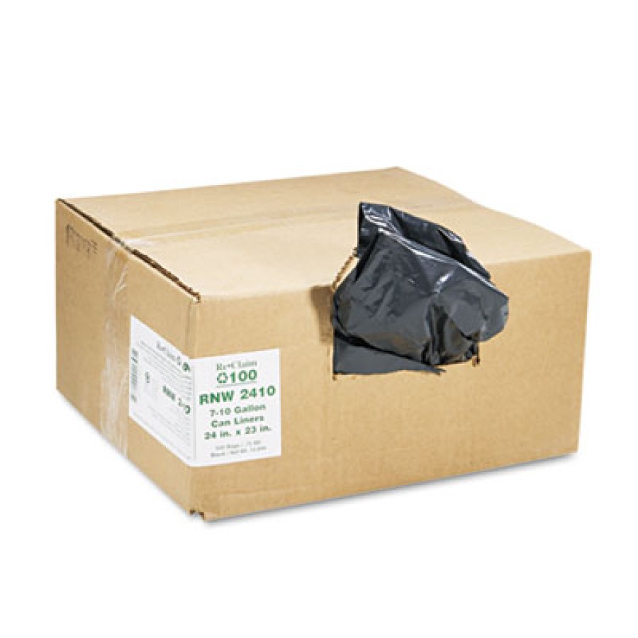 GARBAGE BAG GARBAGE BAG - Recycled Can Liners, 7-10 gal, 0.85 mil, 24 x 23, Black, 500/CartonEarthse