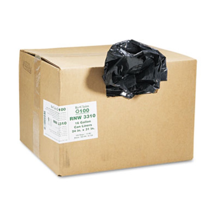 GARBAGE BAG GARBAGE BAG - Recycled Can Liners, 16 gal, 0.85 mil, 24 x 31, Black, 500/CartonEarthsens