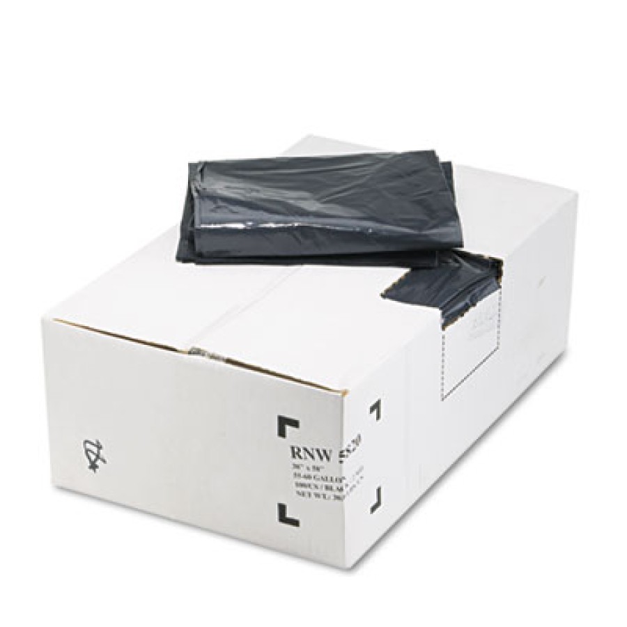 TRASH BAGS TRASH BAGS - Recycled Can Liners, 55-60 gal, 2 mil, 38 x 58, Black, 100/CartonEarthsense 