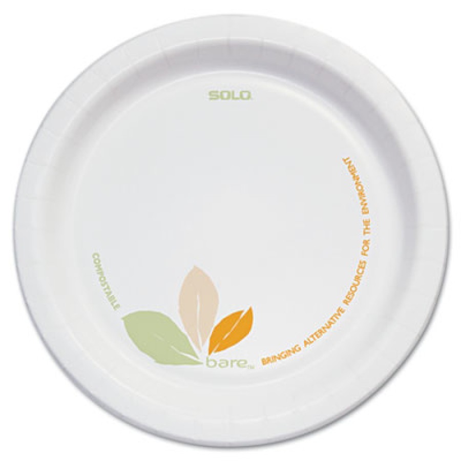 PAPER PLATES PAPER PLATES - Bare Paper Dinnerware, 6" Plate, Green/Tan, 500/CartonClay coated paper 