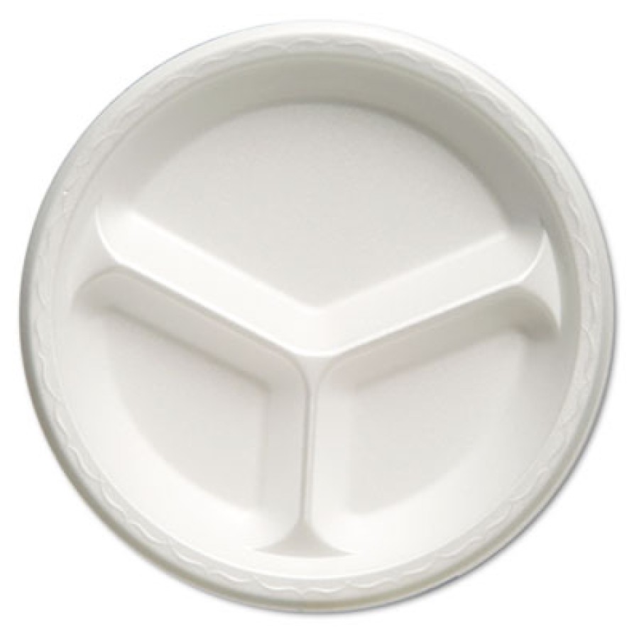 FOAM PLATES FOAM PLATES - Celebrity Foam Dinnerware, 10.25", 3-C Plate, WhiteGenpak  Celebrity Foam 