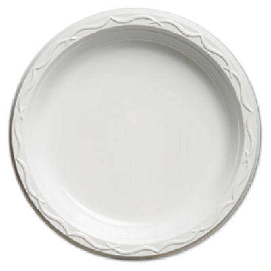 PLASTIC PLATES PLASTIC PLATES - Aristocrat Plastic Plates, 9 Inches, White, Round, 125/PackGenpak  A