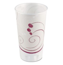 FOAM CUPS FOAM CUPS - Trophy Insulated Thin-Wall Foam Cups, 20 oz, Hot/Cold, Symphony, Beige/White/R