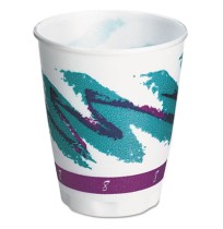 FOAM CUPS FOAM CUPS - Trophy Insulated Thin-Wall Foam Cups, Hot/Cold, 8 oz, Jazz, White/Green/Purple