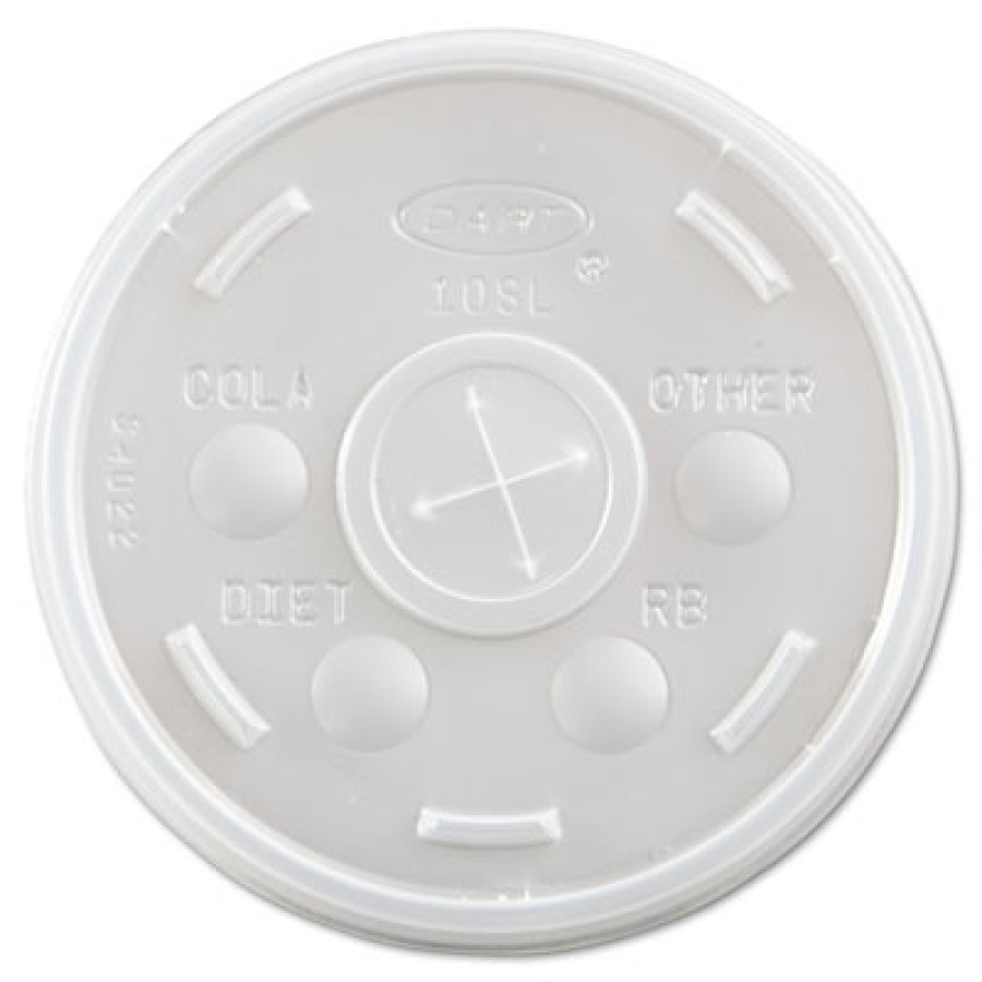 SLOTTED CUP LIDS SLOTTED CUP LIDS - Plastic Cold Cup Lids, Fits 10oz Cups, TranslucentDart  Plastic 