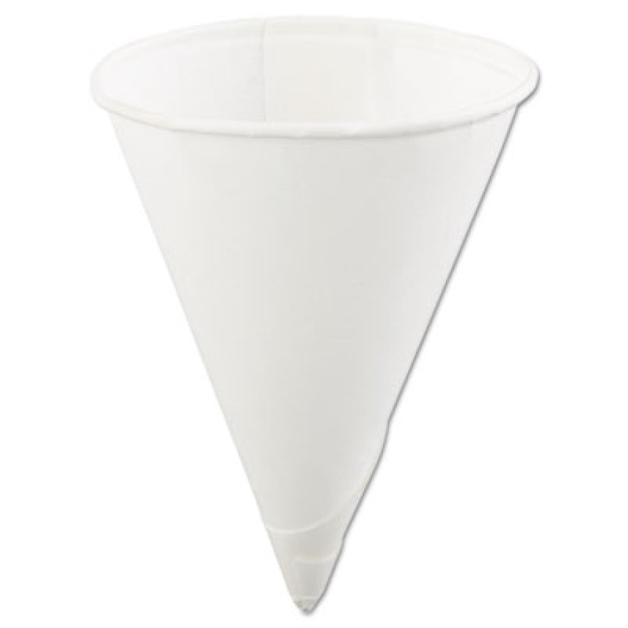PAPER CUPS PAPER CUPS - Rolled-Rim Paper Cone Cups, 4oz, WhiteKonie  Paper Cone CupsC-RLLD RIM PPR C