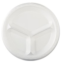 FOAM PLATES FOAM PLATES - Elite Laminated Foam Plates, 10 1/4", White, Round, 3 Compartments, 125/Pa