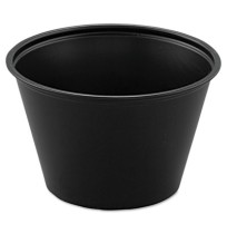SOUFFLE CUPS SOUFFLE CUPS - Plastic Souffl  Portion Cups, 4 oz., Black, 250/BagSOLO  Cup Company Pol