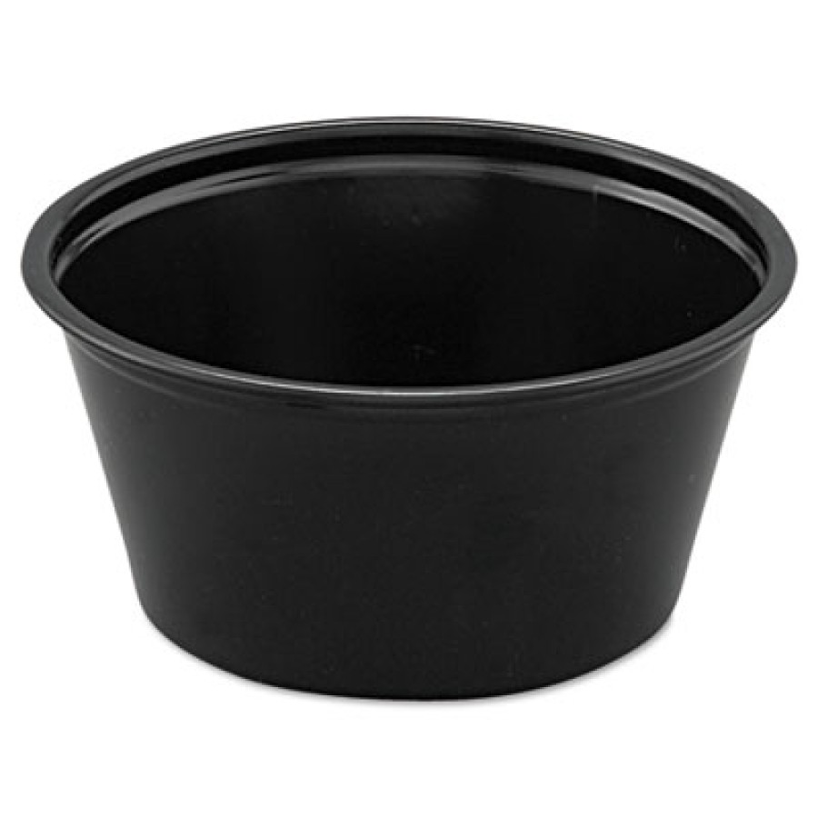 SOUFFLE CUPS SOUFFLE CUPS - Plastic Souffl  Portion Cups, 2 oz., Black, 250/BagSOLO  Cup Company Pol