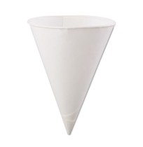 PAPER CUPS PAPER CUPS - Rolled-Rim Paper Cone Cups, 6oz, White, 200/BagKonie  Paper Cone CupsC-RLLD 