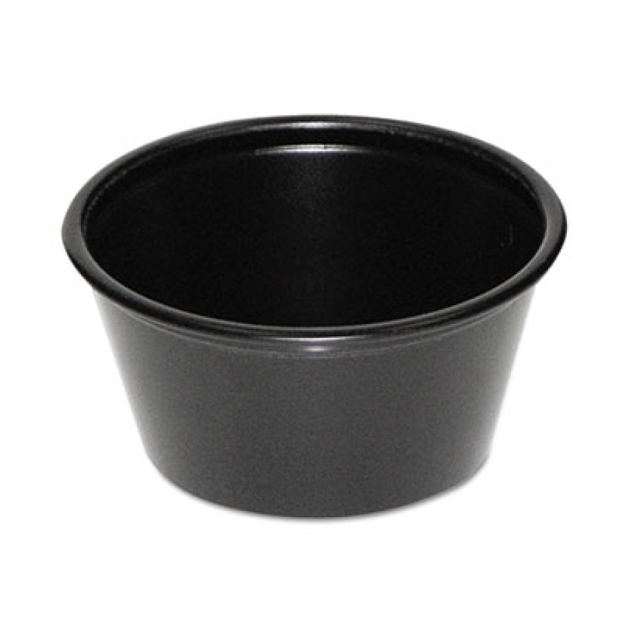 SOUFFLE CUPS SOUFFLE CUPS - Plastic Souffl  Cups, 2 oz., Black, 200/BagBoardwalk  Plastic Souffl /Po