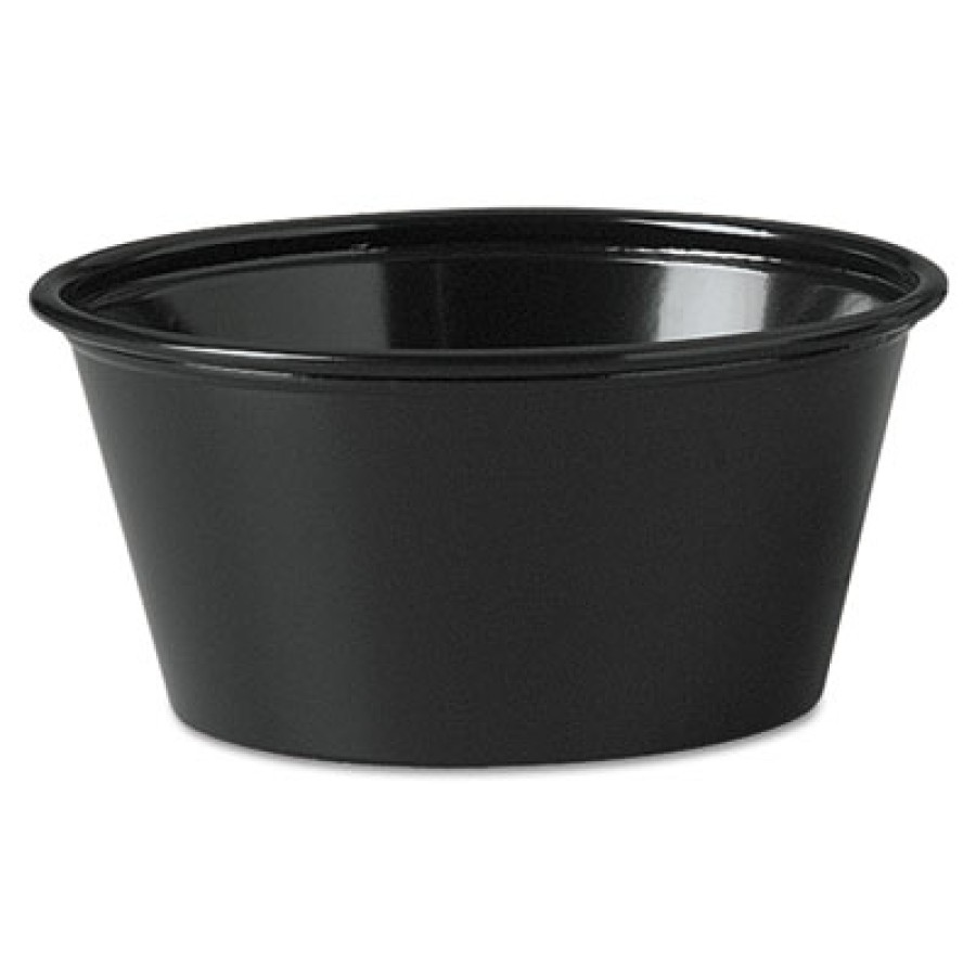 SOUFFLE CUPS SOUFFLE CUPS - Plastic Souffl  Portion Cups, 3 1/4 oz., Black, 250/BagSOLO  Cup Company