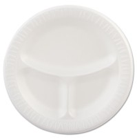 FOAM PLATES FOAM PLATES - Foam Plastic Plates, 9 Inches, White, Round, 3 Compartments, 125/PackDart 