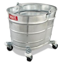 Metal Mop Bucket, Oval, Galvanized Steel, 26 quart
