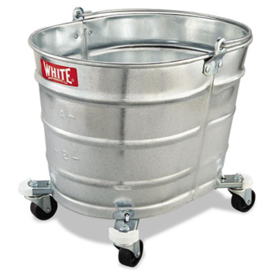 Metal Mop Bucket, Oval, Galvanized Steel, 26 quart