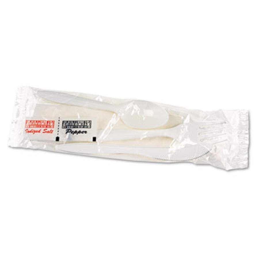 PLASTIC CUTLERY PLASTIC CUTLERY - Cutlery Kit, Plastic Fork/Spoon/Knife/Salt/Pepper/Napkin, WhiteBoa