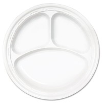 PLASTIC PLATES PLASTIC PLATES - Famous Service Dinnerware, 3-Compartment Plate, 10 1/4", WhiteDart  