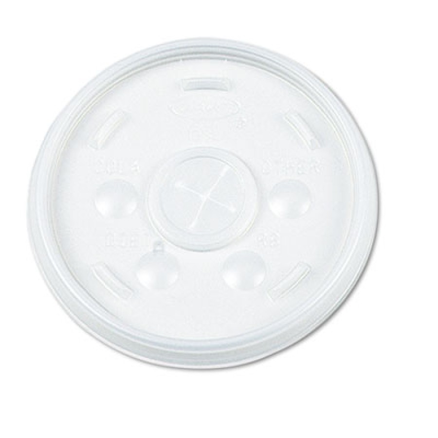 SLOTTED CUP LIDS SLOTTED CUP LIDS - Plastic Lids, for 12-oz. Hot/Cold Foam Cups, Slip-Thru Lid, Whit