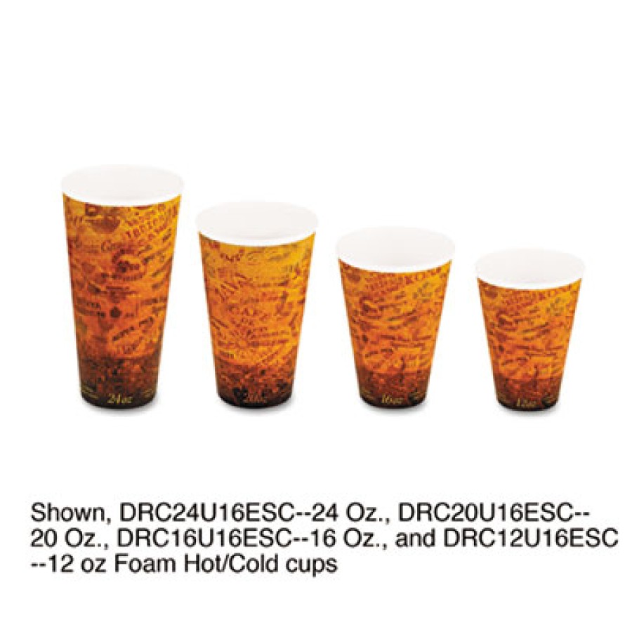 FOAM CUPS FOAM CUPS - Foam Hot/Cold Cups, 16 oz, Brown/BlackPolystyrene cups for hot and cold bevera