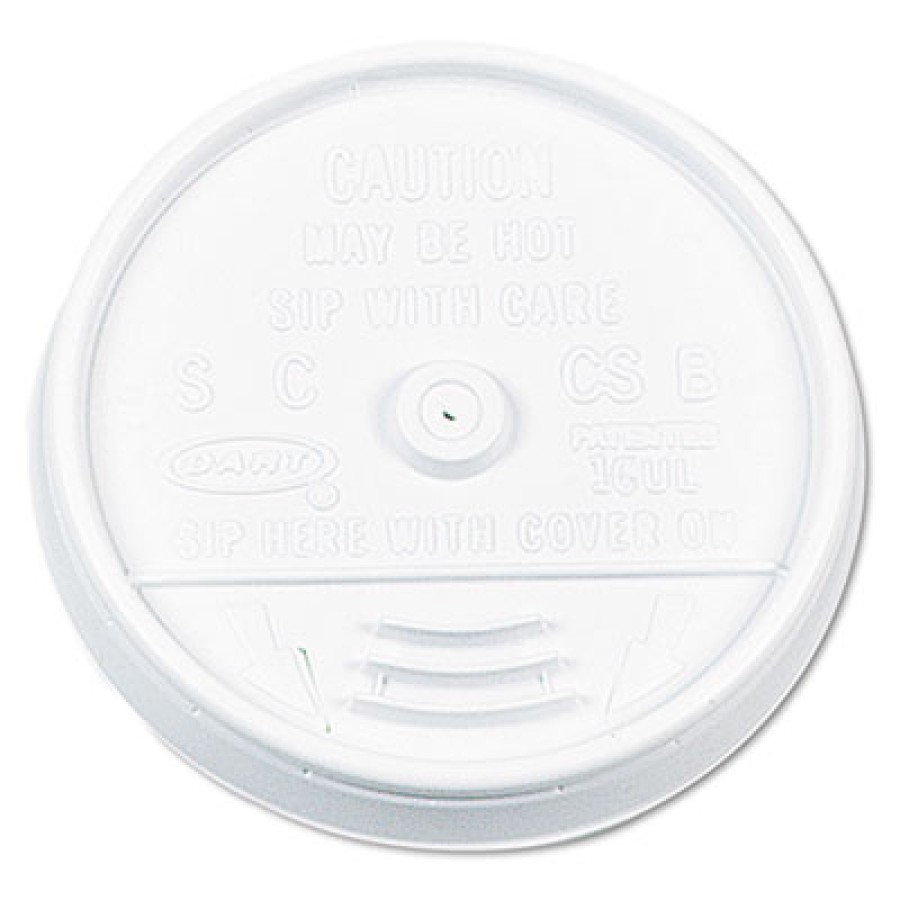 SLOTTED CUP LIDS SLOTTED CUP LIDS - Plastic Lids, for 16 oz. Hot/Cold Foam Cups, Sip-Thru Lid, White
