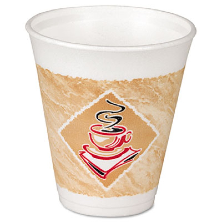 FOAM CUPS FOAM CUPS - Foam Hot/Cold Cups,16 oz, White w/Brown & GreenDart  Caf  G  Foam Hot/Cold Cup