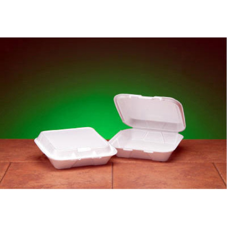 Hinged Container Hinged Container - Genpak  Foam Hinged Carryout ContainersCNTNR FOAM HING,1C,200/Cs with 100/bag