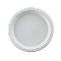 PLASTIC PLATES PLASTIC PLATES - Plastic Plates, 10 1/4 Inches, White, Round, Lightweight, 125/PackCh