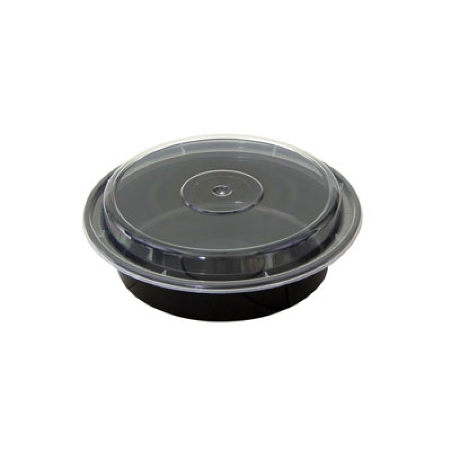 Carry Out Container Carry Out Container - Hot and cold food container.CONTAINR,RND,24OZ,BLK/CLRVERSA