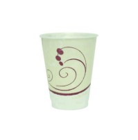 FOAM CUPS FOAM CUPS - Trophy Insulated Thin-Wall Foam Cups, 12 oz, Hot/Cold, Symphony, Beige/White/R