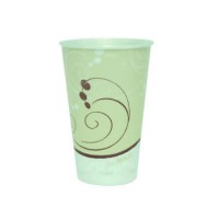 FOAM CUPS FOAM CUPS - Trophy Insulated Thin-Wall Foam Cups, 16 oz, Hot/Cold, Symphony, Beige/White/R
