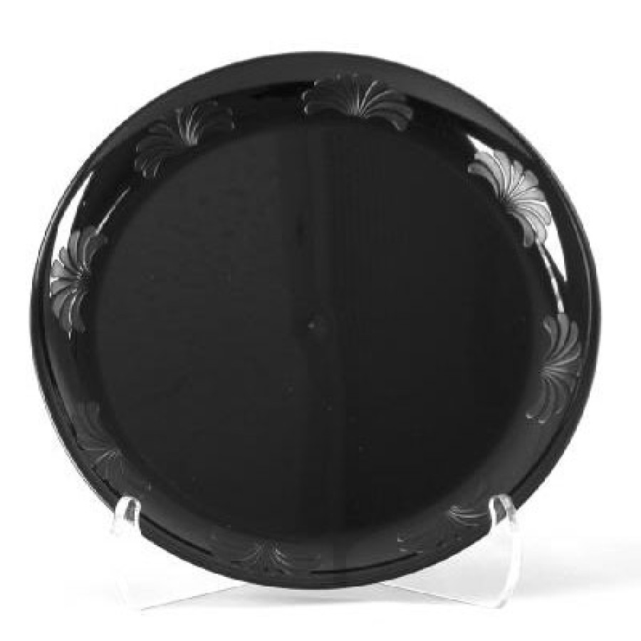 PLASTIC PLATES PLASTIC PLATES - Plastic Plates, 10 1/4 Inches, Designerware Design, Black, Round, 10